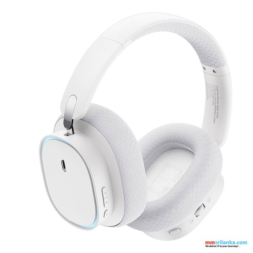 Baseus AeQur GH02 Gaming Wireless Headphones Moon White (Tri Mode connection, RGB light, Mic removable, includes USB & Type C dongels) (6M)